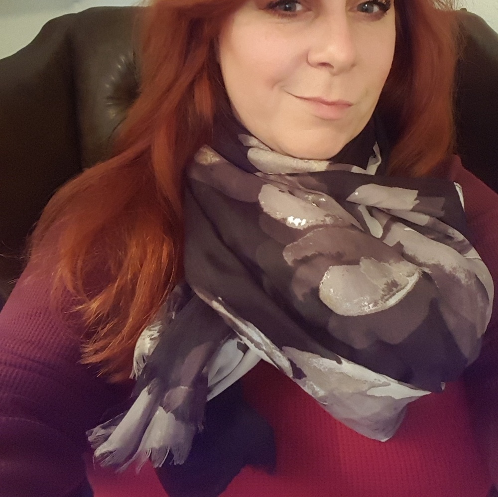 Black, grey and silver scarf